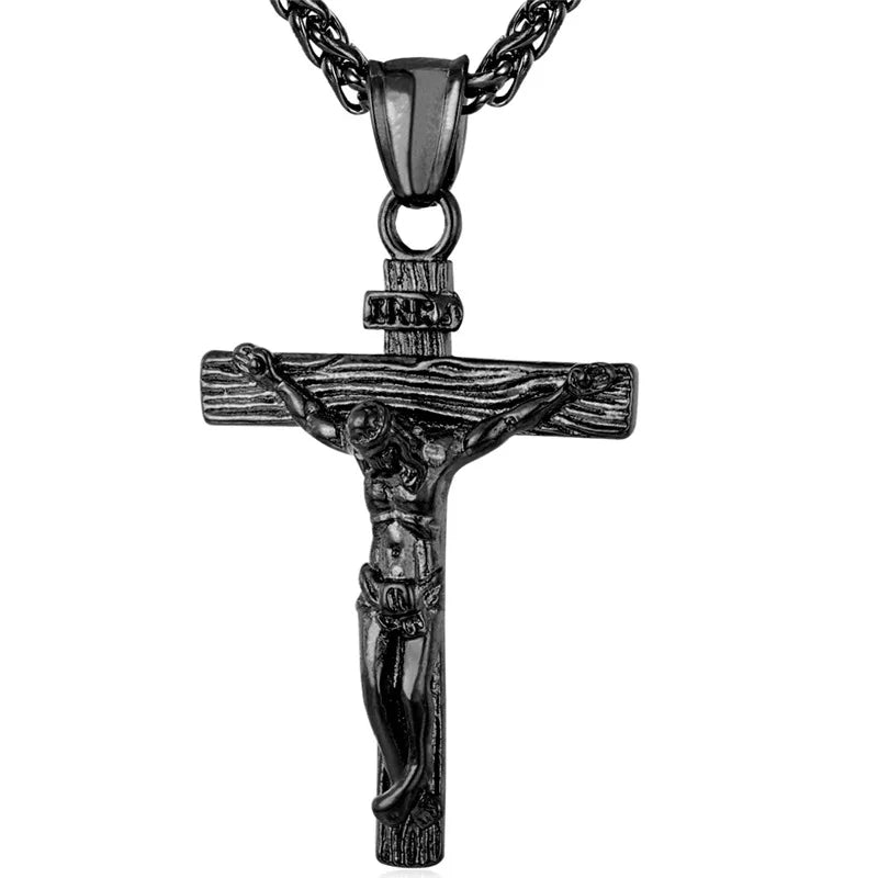 U7 Crucifix Cross Pendant Stainless Steel Necklace for Women Men Faith Necklace Fashion Religious Jewelry Free Shipping