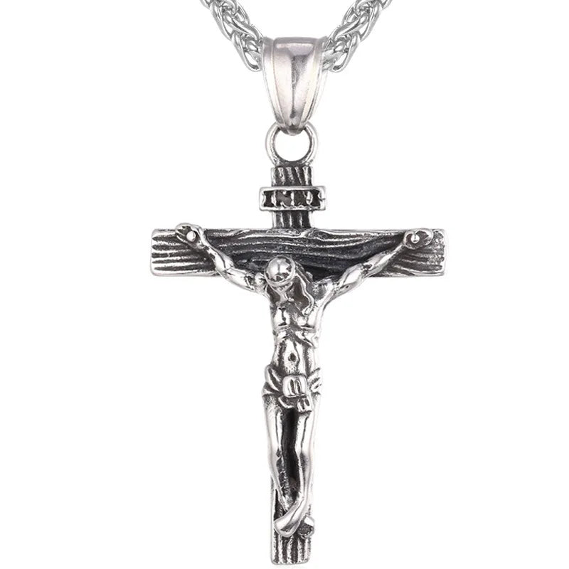 U7 Crucifix Cross Pendant Stainless Steel Necklace for Women Men Faith Necklace Fashion Religious Jewelry Free Shipping
