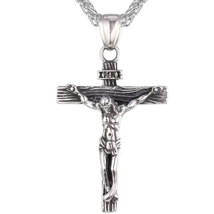 U7 Crucifix Cross Pendant Stainless Steel Necklace for Women Men Faith Necklace Fashion Religious Jewelry Free Shipping