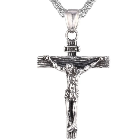 U7 Crucifix Cross Pendant Stainless Steel Necklace for Women Men Faith Necklace Fashion Religious Jewelry Free Shipping