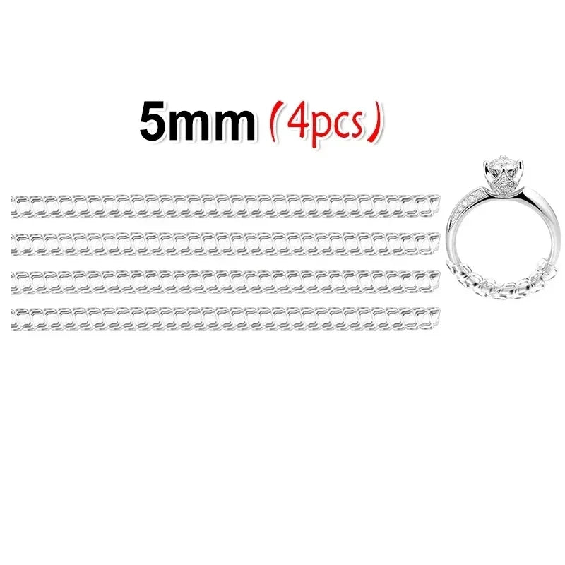 12PCS 8 Sizes Silicone Invisible Clear Ring Size Resizer Loose Rings Reducer Ring Sizer Fit Any Rings Jewelry Tools Tightener