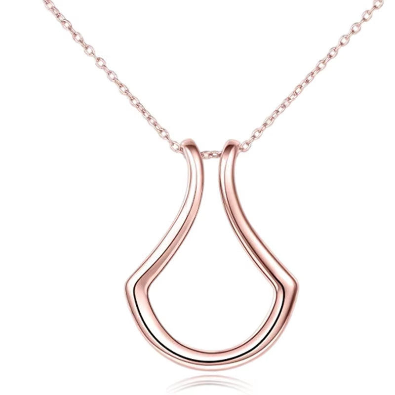 1PC Fashion Necklace Geometric Simple Ring Holder Ring Pendant Necklace for Man Women Jewelry Silver Color Gold Color 45Cm Long
