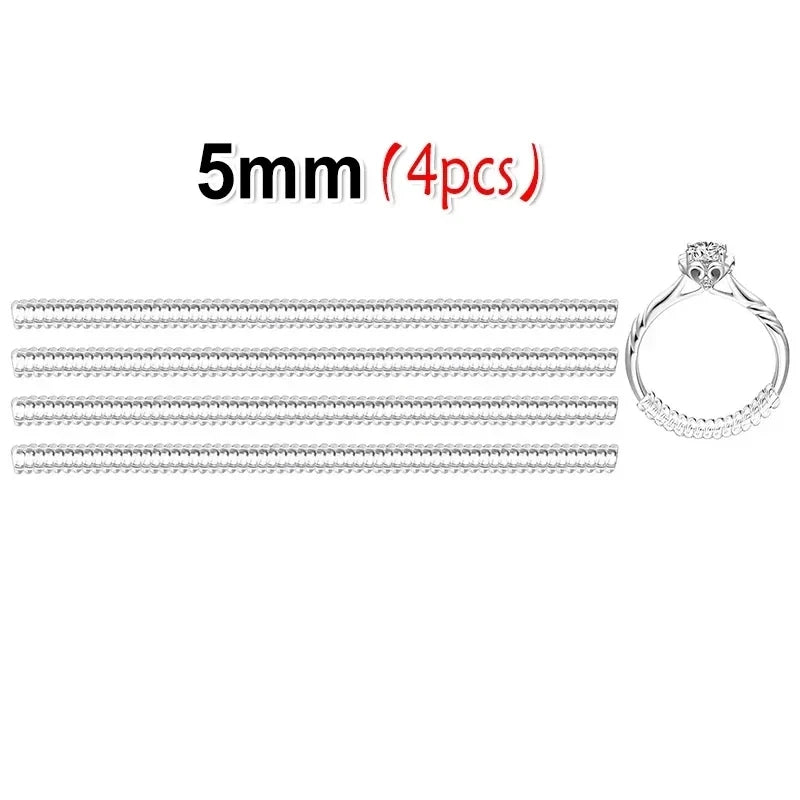 12PCS 8 Sizes Silicone Invisible Clear Ring Size Resizer Loose Rings Reducer Ring Sizer Fit Any Rings Jewelry Tools Tightener