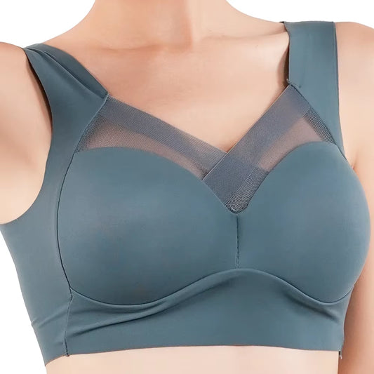 Women Push up Bra Sexy Bras Sports Brassiere Lace Splicing Pespective Bralette V Neck Intimates Lingerie Large Size Fitness Vest