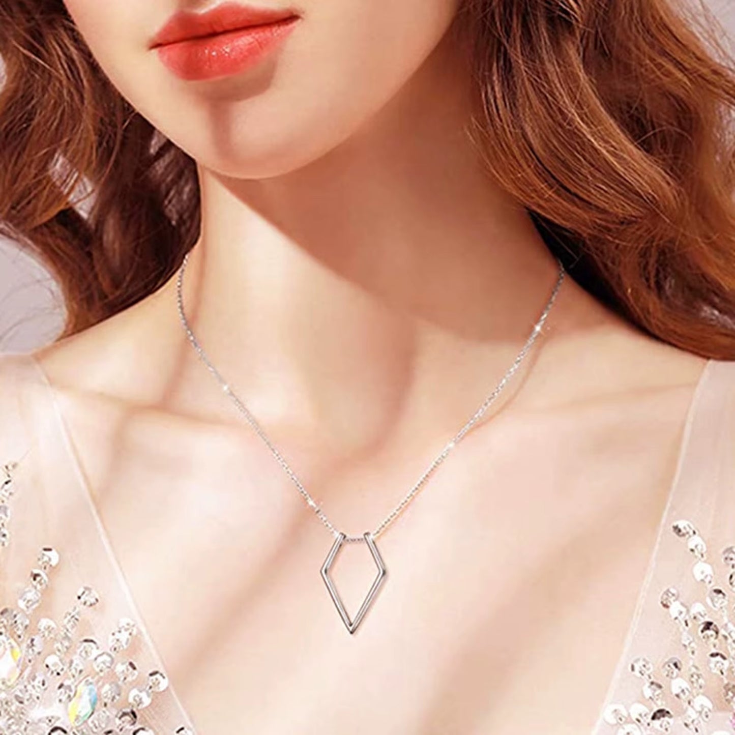 1PC Fashion Necklace Geometric Simple Ring Holder Ring Pendant Necklace for Man Women Jewelry Silver Color Gold Color 45Cm Long