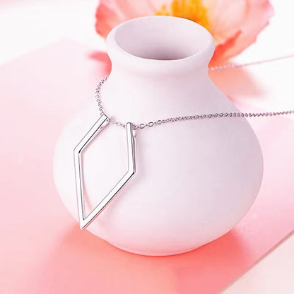 1PC Fashion Necklace Geometric Simple Ring Holder Ring Pendant Necklace for Man Women Jewelry Silver Color Gold Color 45Cm Long