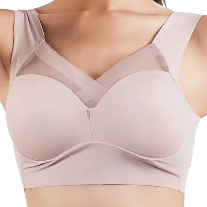 Women Push up Bra Sexy Bras Sports Brassiere Lace Splicing Pespective Bralette V Neck Intimates Lingerie Large Size Fitness Vest