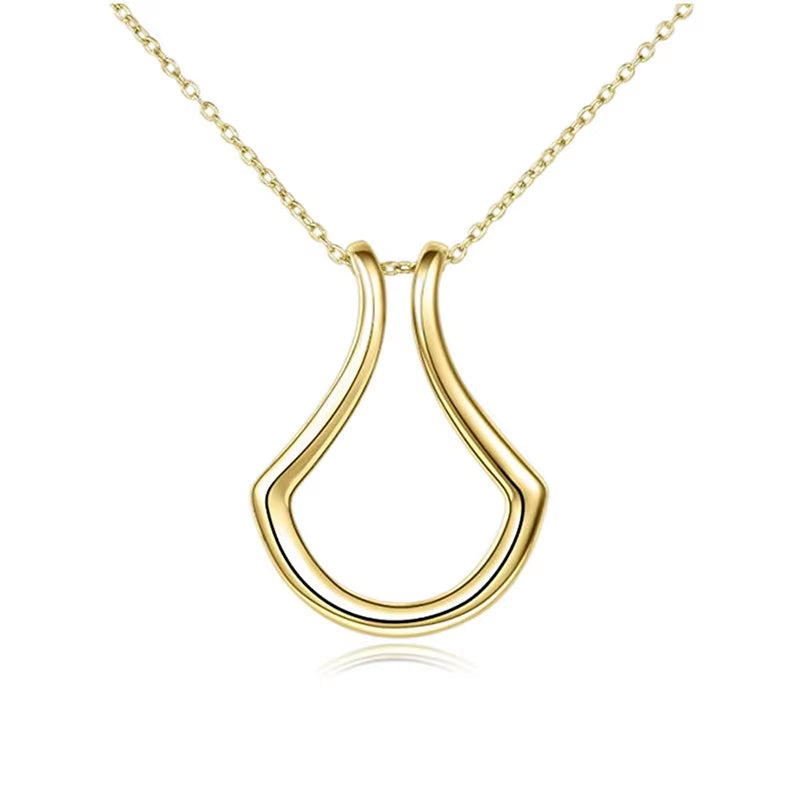 1PC Fashion Necklace Geometric Simple Ring Holder Ring Pendant Necklace for Man Women Jewelry Silver Color Gold Color 45Cm Long