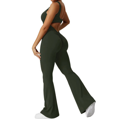 2025 Summer New Women'S Slim Hip Lift Backless Bodysuit Sexy Hottie Pullover Bodysuit Sports Yoga Wear