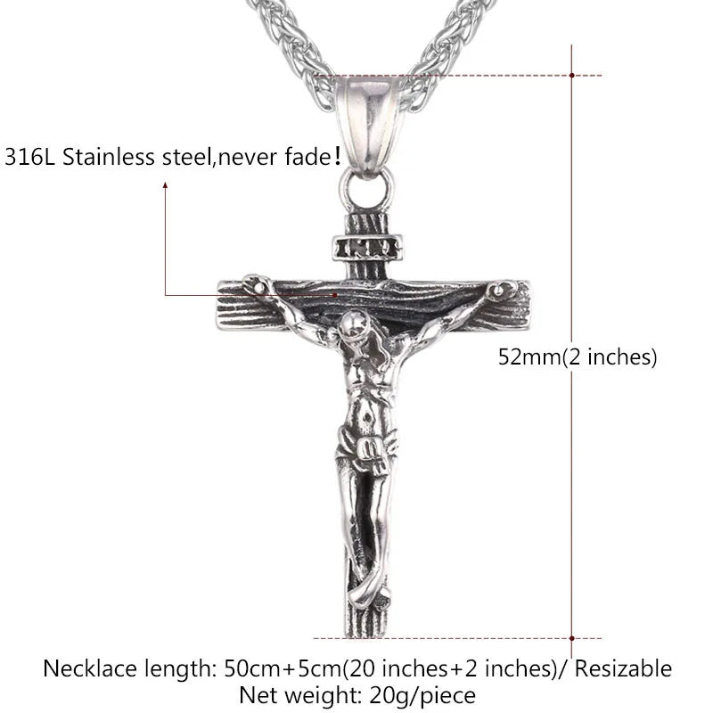U7 Crucifix Cross Pendant Stainless Steel Necklace for Women Men Faith Necklace Fashion Religious Jewelry Free Shipping
