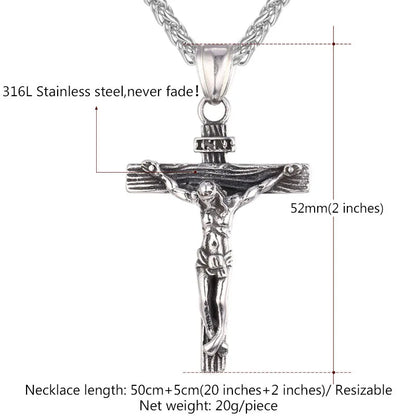 U7 Crucifix Cross Pendant Stainless Steel Necklace for Women Men Faith Necklace Fashion Religious Jewelry Free Shipping