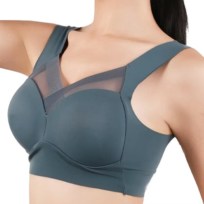 Women Push up Bra Sexy Bras Sports Brassiere Lace Splicing Pespective Bralette V Neck Intimates Lingerie Large Size Fitness Vest
