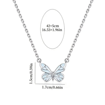 Butterfly Lamp Necklace Female Simple Light Luxury Fashion New Blue Luminous Butterfly Clavicle Chain Female