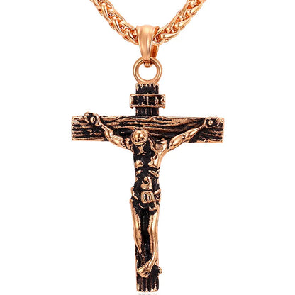 U7 Crucifix Cross Pendant Stainless Steel Necklace for Women Men Faith Necklace Fashion Religious Jewelry Free Shipping