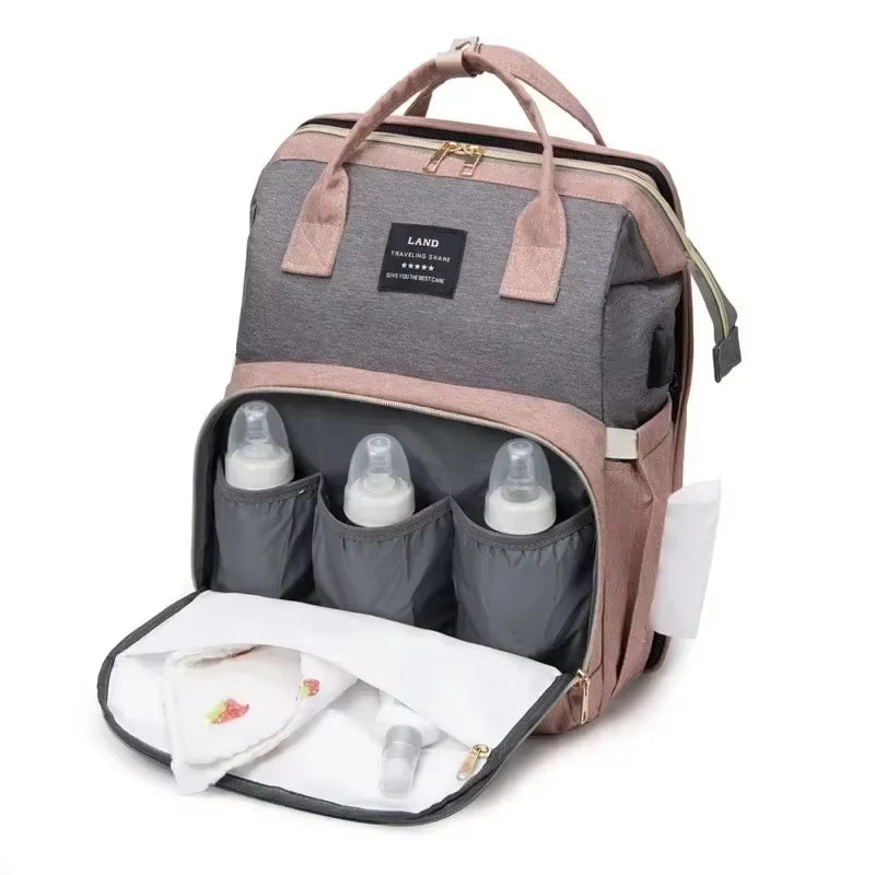 Folding Mommy Bag Portable Folding Crib Bed Large-Capacity Baby Backpack Female Mommy Outting Bag Activity Diaper Bag Nappy Bags