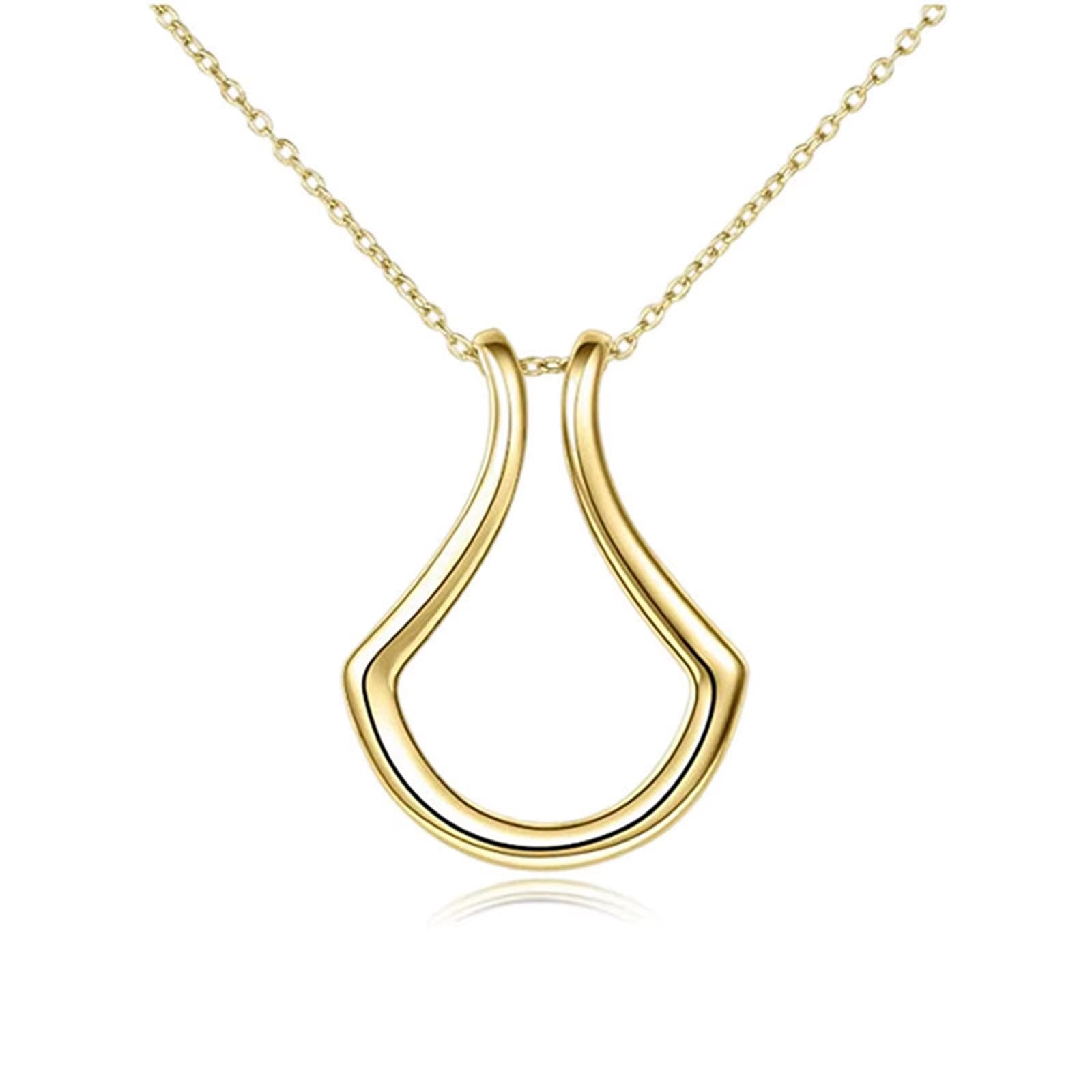 1PC Fashion Necklace Geometric Simple Ring Holder Ring Pendant Necklace for Man Women Jewelry Silver Color Gold Color 45Cm Long