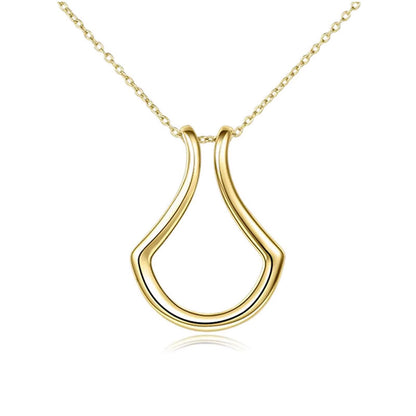 1PC Fashion Necklace Geometric Simple Ring Holder Ring Pendant Necklace for Man Women Jewelry Silver Color Gold Color 45Cm Long