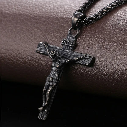 U7 Crucifix Cross Pendant Stainless Steel Necklace for Women Men Faith Necklace Fashion Religious Jewelry Free Shipping